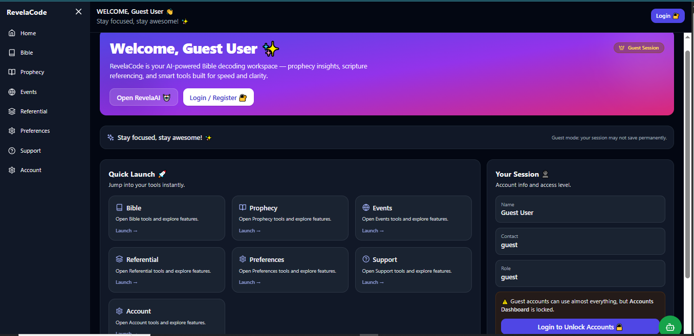 RevelaCode Dashboard